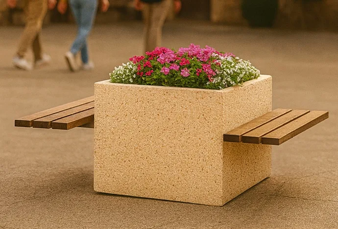 Jardinière banc en béton (215)