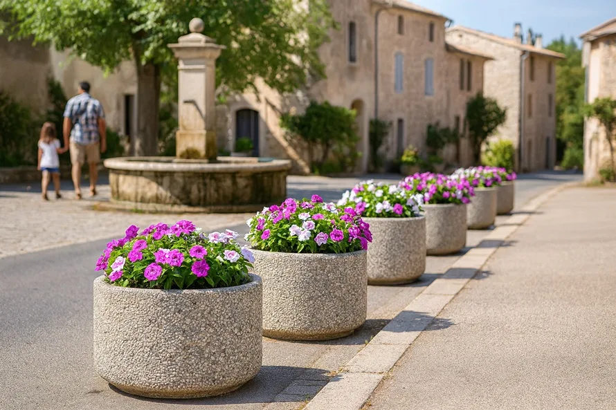 Jardinière  rondes en béton