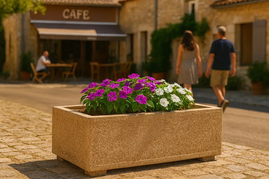 Jardinières rectangulaires en béton