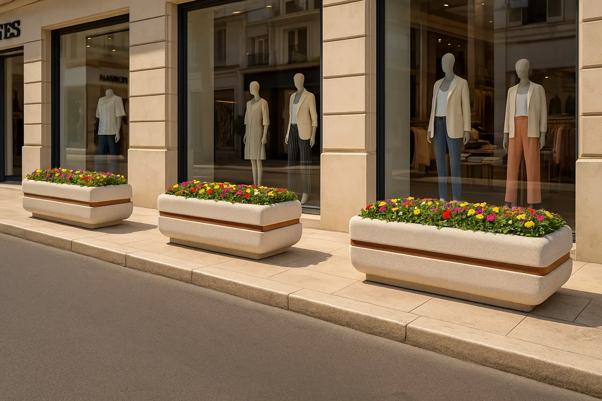 Jardinière rectangulaire en béton Léonardo (372)