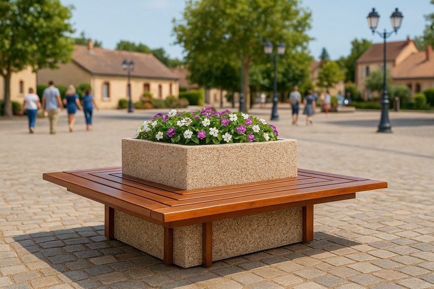 Jardinière banc en béton (214)