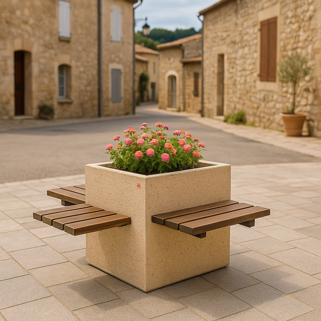 Jardinière banc en béton (215)