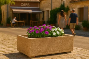 Bacs à fleurs en béton rectangulaire