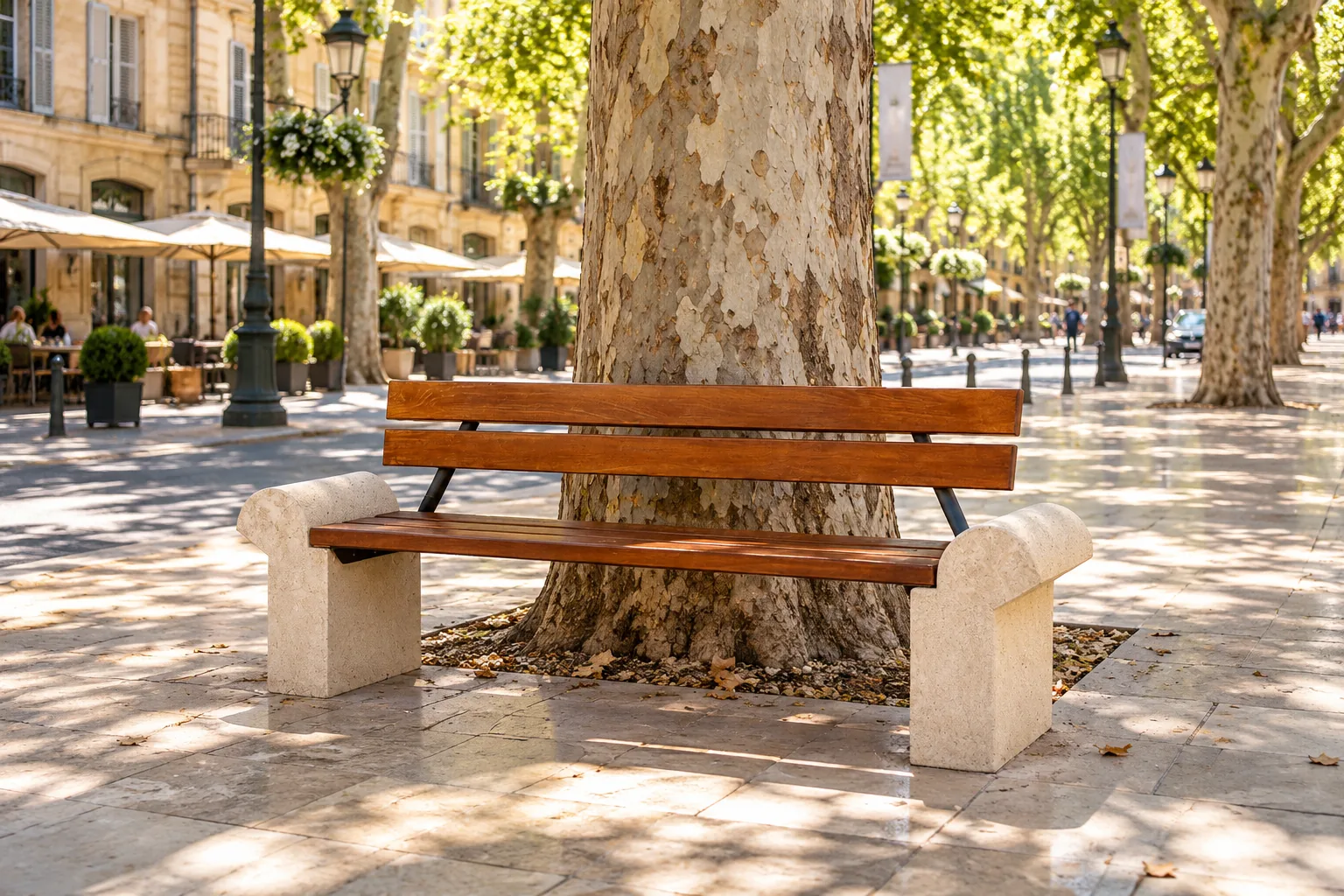 Banc en béton Roma avec dossier