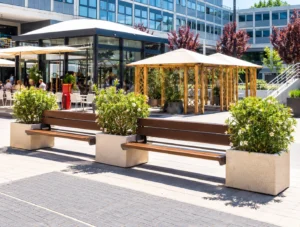 Jardinière banc en béton