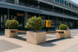 Jardinière banc en béton