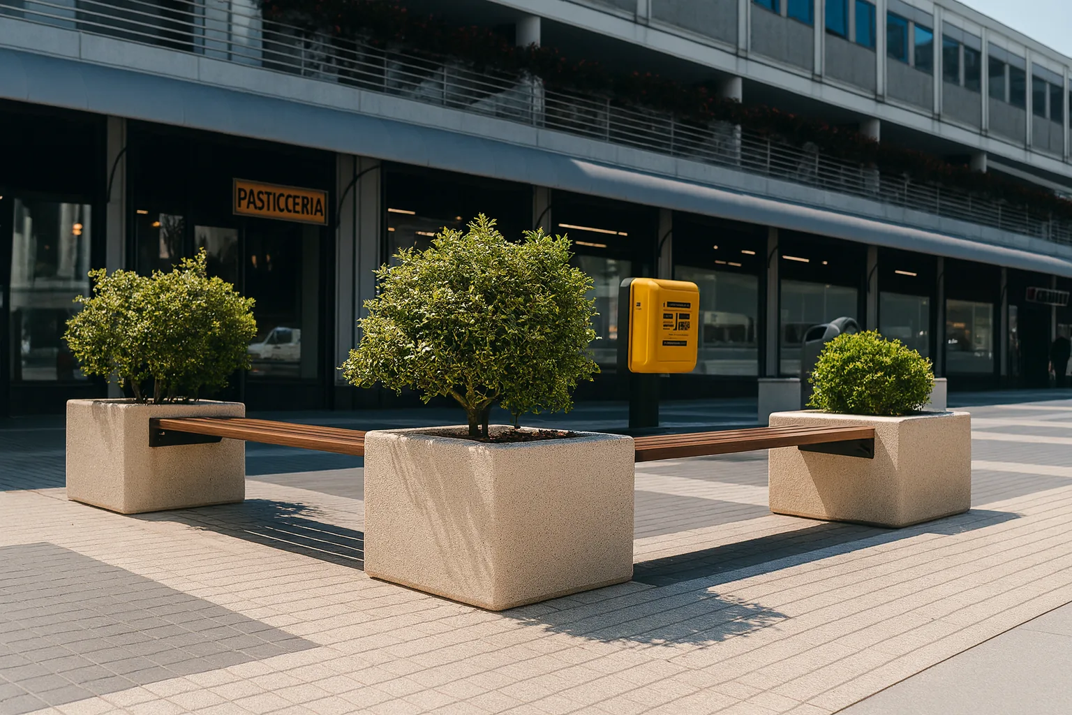 Jardinière banc en béton