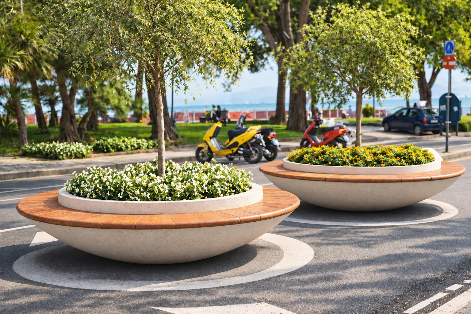 Jardinière banc en béton Giotto