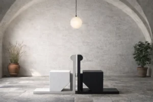 Fauteuil cube en béton